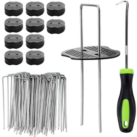 Vtizikl 100 Pièces Piquets de Fixation de Jardin,Piquets de Jardin avec 100 Rondelles Piquets de Fixation Tente - 150x36mm Ø 3mm