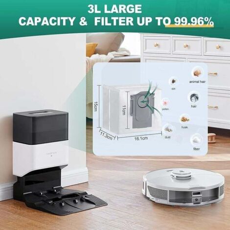 8 sacs à poussière pour aspirateurs Roborock S8 / S8 Pro Ultra/ S7 MaxV Ultra/ S7 Pro Ultra/ Q7 8 sacs à poussière pour aspirateurs Roborock S8 / S8 Pro Ultra/ S7 MaxV Ultra/ S7 Pro Ultra/ Q7
