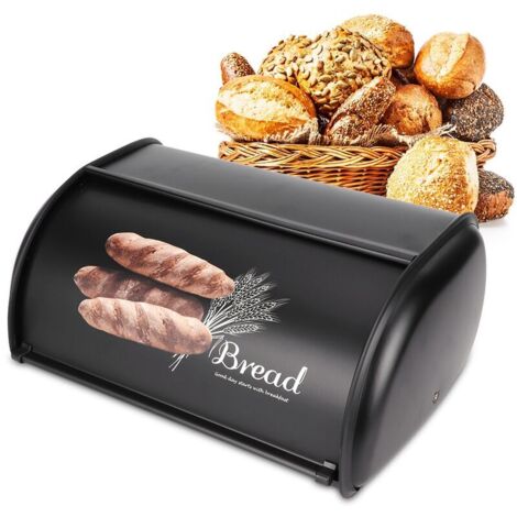 Vtizikl Boîte à pain Porte-pain Conteneur de stockage Grande capacité Boîte à pain en acier inoxydable Organisateur de cuisine Décor de cuisine avec couvercle enroulable pour comptoir (1/4)