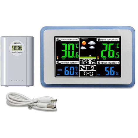Vtizikl Couleur d'intégralité sans fil multifonctionnel Couleur Couleur Couleur Affichage numérique Horloge 433 MHz Tableau de prévision hygromètre Tester Hygromètre en plein air et à température inté (1/4)