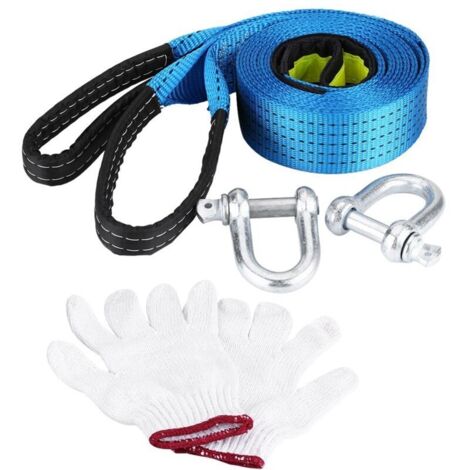 Vtizikl Roule de remorque de remorque ROPE ROUTE Câble de remorquage de récupération avec crochets à bande réfléchissante 8 tonnes 5 mètres (1/4)