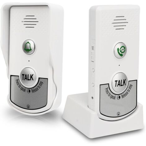 Vtizikl Interphone sans Fil, IP54 Système D'interphone sans Fil Bidirectionnel étanche, Sonnette sans Fil Longue Portée de 1000 M, Système D'interphone,blanc (1/4)