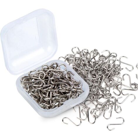 Vtizikl 150 pezzi 0,55 pollici Mini S Hook Connettori Gancio a forma di S con scatola di immagazzinaggio per fai da te Gioielli appesi Portachiavi Ciondolo (1/4)