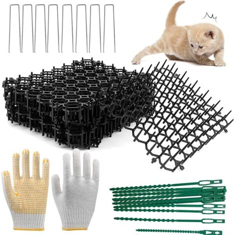 Vtizikl 12 Pièces Tapis Anti Chat avec Pointes 20x15cm Pic Anti Chat Tapis Anti Chien Exterieur Interieur Tapis Répulsif Chat Empêcher Animaux de S'approcher avec Gant Clou en U pour Jardin, Clôtures (1/5)