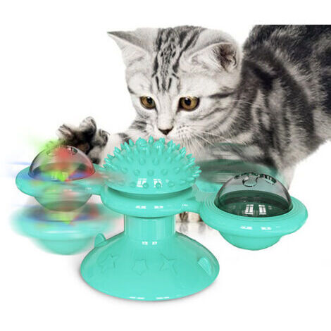 VtiziklJouets pour Chats,Jouet Interactif pour Chat,Jouet Tourbillonnant,Chat Moulin à Vent Tourne-Disque Jouet pour Chat Jouet pour Chat Scratching Tickle Crazy Game Jeu Chat Fournitures(Bleu) (1/5)