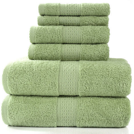 VtiziklDe serviettes de la collection de perles - Ensemble de 6 pièces 100% coton 950g / m² Ensemble de serviettes, 2 serviettes de bain + 2 essuie-mains couleur feuille de saule
