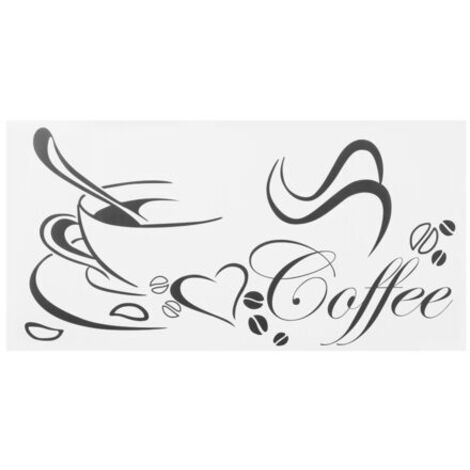 Vtizikl Autocollant mural décoratif à motif de tasse de café distinctif, 2 pièces, pour la cuisine et le salon (1/5)