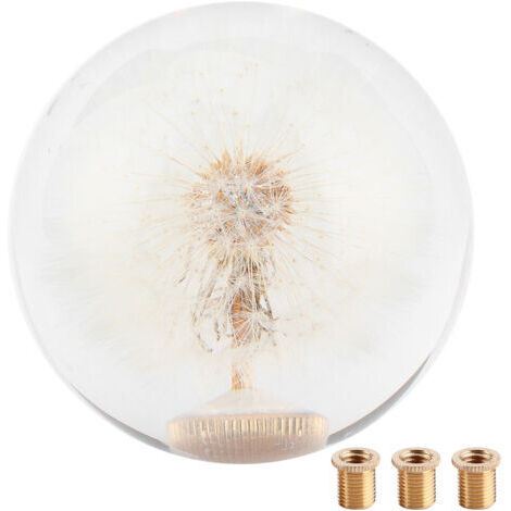Vtizikl Pommeau de Levier de Vitesse, Pommeau de Levier de Vitesse à Bille Transparente de 2,8 Pouces, Bouton de Fleurs de Pissenlits en Cristal Véritable avec 3 Adaptateurs de Filetage (1/5)