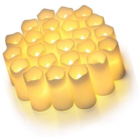 Vtizikl 24 Pièces Bougies LED électriques sans Flamme Vacillante électrique Fausse Bougie en Plastique Composants électroniques Ensemble de Lumière de thé