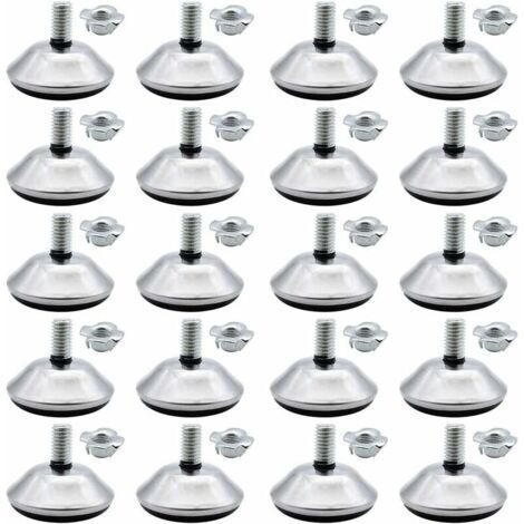 Vtizikl20 Pieces Pieds Vérin de Meuble M8 x 30 mm Pied de Nivellement Pieds de Meubles d’Ajustage Vis de Réglage Niveleur Plancher Protecteur pour Pieds de Meuble Chaise Table avec M8 Écrou à Griffes, (1/5)