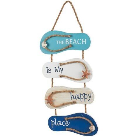 VtiziklTongs de plage nautique Décoration murale Pantoufles en bois Décoration suspendue, mur et porte Marine Décoration de la mais