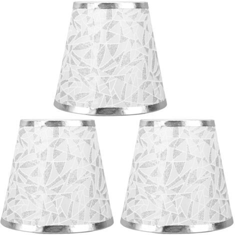 Vtizikl Abat-jour en tissu à clipser, Design moderne en forme de baril, abat-jour en tissu pour ampoule E14, lustre, applique murale, 3 pièces, argent (1/5)