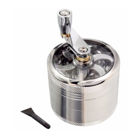VtiziklGrinder Moulin à Herbes, Grinder en Zinc Moulin à épice 55mm Moulin en 4 Pièces Grinder avec Manivelle, Pollen Crusher, Moulin à épices avec Double Chambre et récupérateur de Pollen