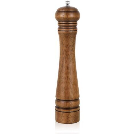 VtiziklMoulin à poivre en bois, moulin à poivre de 10 pouces, moulin à poivre, salière avec rotor en céramique réglable, moulin à poivre en bois de chêne pour votre cuisine