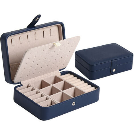 VtiziklBoîte à bijoux pour dames boîte de rangement de bijoux Portable détachable Double couche boucle d'oreille Bracelet boîte de rangement cadeau voyage (1/5)