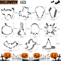 XOUDKE Set di formine per Biscotti di Halloween, 9 Forme, per Halloween, Fantasma, Pipistrello, Zucca, Gatto, Strega, Ragno, Teschio, Pan di Zenzero, ECC. per cuocere in Acciaio Inox Taglia Biscotti