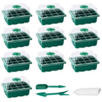 KZQ 10 vassoi per la semina con cupola e base antiumidità, kit di germinazione per la semina, articoli da giardinaggio riutilizzabili.