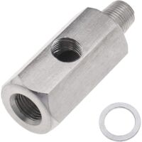 Adattatore a T per sensore di pressione dell'olio KZQ M12x1,5 1/8 NPT Connettore linea turbo per fai da te - Acciaio inossidabile