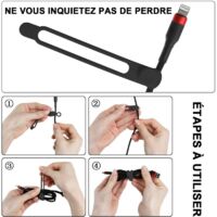 KZQ - Confezione da 16 fascette in silicone per cuffie, caricabatterie e computer. Fascette riutilizzabili per casa, ufficio, cucina e scuola (nere