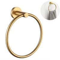 Vtizikl Anneau porte-serviettes Porte-serviettes Pas de perage Pas de perage Finition polie en acier inoxydable (or, fond rond)