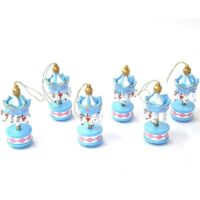 Vtizikl 6 Mini Carillon Colore Azzurro Cc39835 Giostra Cavalli Decorazione Legno 8x3.5cm -