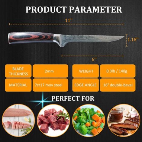 Cuchillo de chef con funda de cuero, cuchillo de chef forjado a mano, cuchillo profesional afilado para todo uso para procesar verduras y carne. (1/4)
