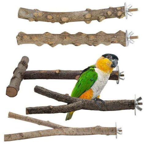 5 perchas de madera natural para pájaros, accesorios para pájaros, periquitos, juguetes para pájaros, jaulas para pájaros
