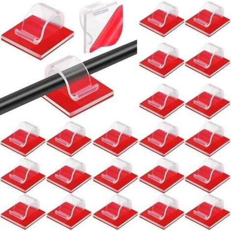 60 clips autoadhesivos para cables de luz, ganchos para luz, organizadores de cables para exteriores (transparentes, medianos) (1/4)