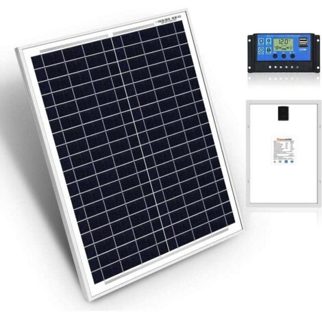 Paneles solares policristalinos FlkwoH de 20 W y 12 V, con controlador incluido. Ideales para todo tipo de aplicaciones, como autocaravanas, embarcaciones, casas de campo, cabañas y hogares.