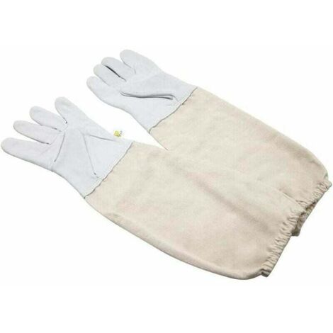 Guantes de apicultura, guantes de apicultor con ventilación, mangas largas de lona y puños elásticos ventilados, guantes de apicultura de piel de cabra que protegen de las picaduras de abejas.