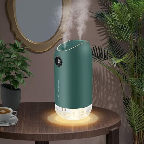 Humidificador ultrasónico silencioso de 500 ml, 23 dB, para niños, con apagado automático, para el hogar, el dormitorio, la oficina y el yoga, color verde.