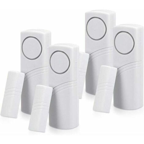 Juego de 4 alarmas inalámbricas para puertas y ventanas - Anti-intrusión, magnéticas, 100 dB - Protección del hogar contra robos
