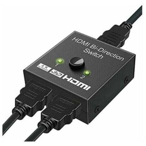 Conmutador HDMI, divisor HDMI 4K, adaptador bidireccional de 2 entradas y 1 salida o 1 entrada y 2 salidas, compatible con 3D 4K 1080P, HDCP, conmutador HDMI para HDTV, reproductor de Blu-ray, DVD y D