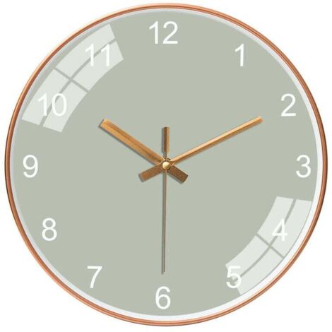 (Verde claro) Reloj de pared silencioso de 12 pulgadas para dormitorio, sala de estar, reloj redondo sin escala, reloj de pared creativo de moda simple, decoración de pared (1/5)