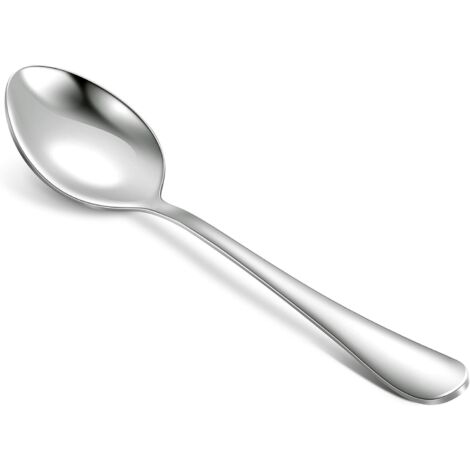 12 cucharas de acero inoxidable para la cena, cucharas de postre extrafinas para el hogar, la cocina o el restaurante - 7 1/3 pulgadas