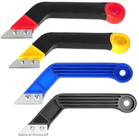 Juego de 4 herramientas para quitar lechada, raspador de azulejos, herramienta de limpieza para cocina, baño, suelos y azulejos, color azul y negro (1/5)