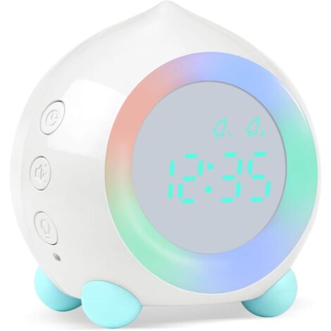 Reloj despertador digital para niños, despertador digital con simulador de amanecer, despertador para niños y niñas con luces de colores, despertador silencioso sin tictac para dormitorio con alarma L (1/5)