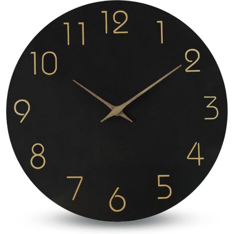 Reloj de pared decorativo silencioso sin tictac para cocina, dormitorio, baño, oficina y sala de estar. Funciona con pilas. Moderno y sencillo reloj de madera de 30 cm. (1/4)