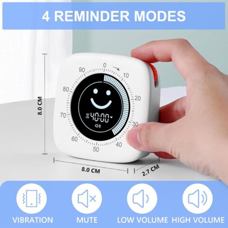 Temporizador Visual Para Niños LIORQUE - Temporizador De Cuenta Regresiva 60 Minutos, Silencioso, Con Función Pausa Y Alarma Ajustable