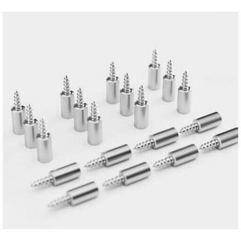 Soportes para estantes KZQ, paquete de 20 pasadores atornillables, de metal niquelado con cubierta antideslizante, soporte de madera para muebles, armarios y guardarropas. (1/4)