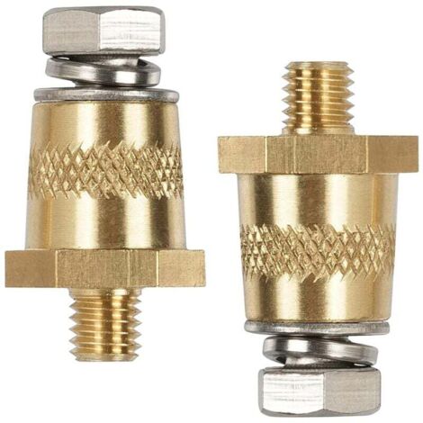 KZQ Un par de adaptadores de terminales de batería de latón, conectores de terminales de batería M8 con tornillos y arandelas de acero inoxidable, terminales de batería para baterías de automóvil de l