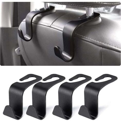 KZQ Gancho de almacenamiento para coche, 4 ganchos de plástico para reposacabezas, accesorios para reposacabezas, bolsos, carteras, abrigos, bolsas de compras y botellas de agua. (1/4)