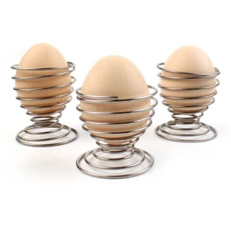 KZQ Paquete de 3 cortadores de huevos cocidos de acero inoxidable para huevos cocidos Hueveras de metal Restaurante y hogar (1/4)