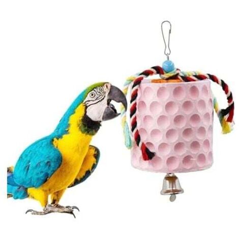 KZQ - Juguete masticable extragrande para pájaros (5,8 x 5,8 x 12 cm), piedra de afilar con cascabel para pico de loro, accesorios para jaulas de pájaros, juguetes para cacatúas, periquitos, loros, ra (1/4)