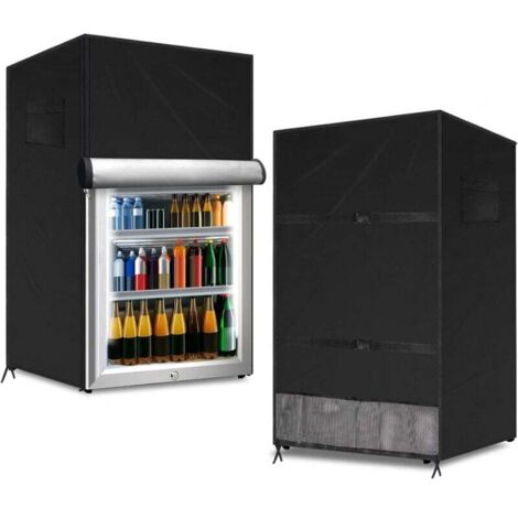 KZQ - Funda para refrigerador de exterior (1 pieza), a prueba de polvo, protege refrigeradores verticales y congeladores, compacta, 1.5 pies cúbicos, negra, 22" x 23" x 34"
