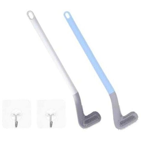 Cepillo de baño KZQ Silly de 370 x 70 mm, paquete de 2, con limpiador de llantas, cabezal de cepillo de golf, montaje en pared, cepillo de limpieza de inodoro, multifuncional (1/4)