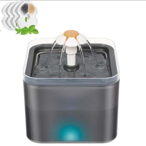 Bebedero para gatos gris, 2 l, súper silencioso, con luces LED, filtración múltiple y tres modos de flujo de agua. (1/4)