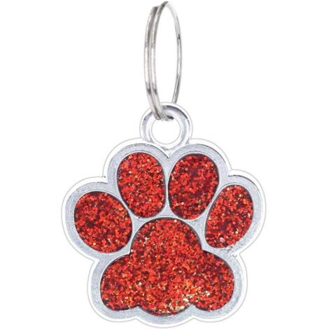 KZQ Bonitas etiquetas personalizadas para mascotas, para gatos y perros: con purpurina, personalizables, con dijes para collar y para perro (rojas) (1/3)