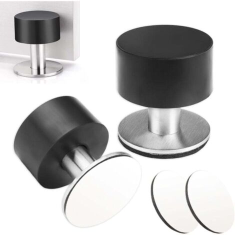 Topes de puerta de pared de acero inoxidable, autoadhesivos, con goma resistente a los golpes, para cocina, dormitorio y oficina (blanco)