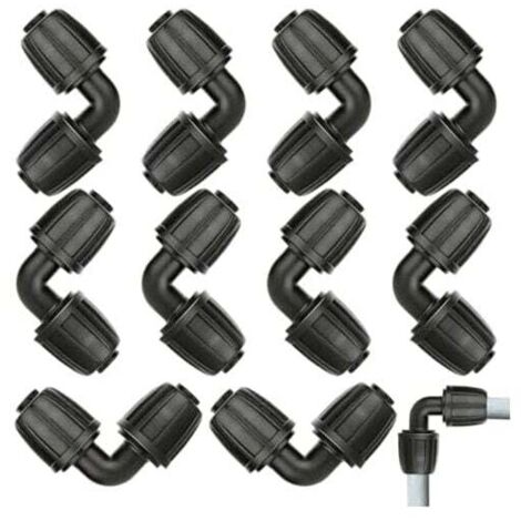 Conectores en L KZQ de 10 piezas para sistemas de microgoteo: conector de 1/2 pulgada, conectores de manguera de jardín en ángulo universales, robustos y duraderos para accesorios de riego en agricult